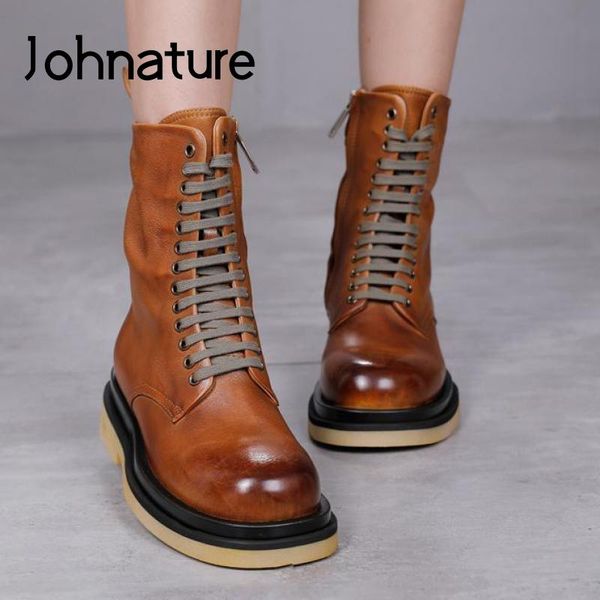 boots johnature lace-up women genuine leather round toe flat with shoes 2021 zipper handmade concise platform, Black
boots johnature lace-up women genuine leather round toe flat with shoes 2021 zipper handmade concise platform, Black