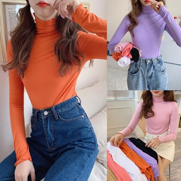 women autumn long sleeve turtleneck t-shirt korean plain solid color basic pullover ruffles trim slim fit streetwear1, White
women autumn long sleeve turtleneck t-shirt korean plain solid color basic pullover ruffles trim slim fit streetwear1, White