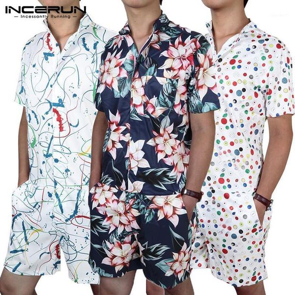 men's pants incerun fashion men rompers cargo overalls 3d print loose joggers shortsleeve casual playsuit 2021 jumpsuit streetwear s-5x, Black 
men's pants incerun fashion men rompers cargo overalls 3d print loose joggers shortsleeve casual playsuit 2021 jumpsuit streetwear s-5x, Black