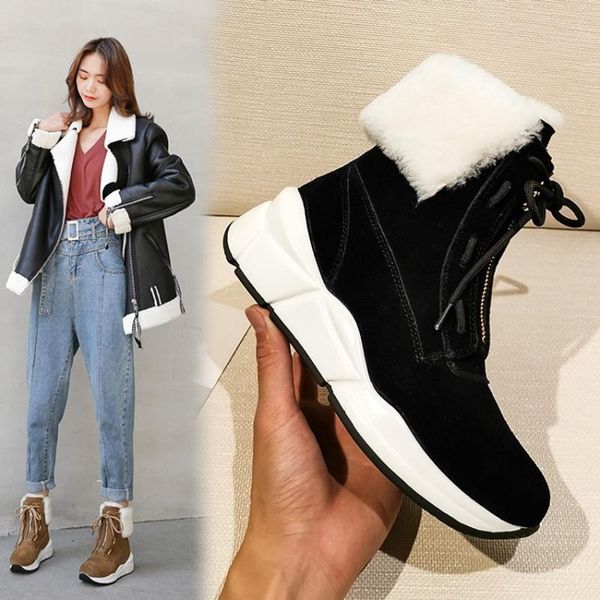 boots 2021 winter cow suede wool blend snow round toe platform plush warm mid-calf women solid zipper women's shoes, Black
boots 2021 winter cow suede wool blend snow round toe platform plush warm mid-calf women solid zipper women's shoes, Black