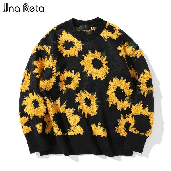 una reta men new harajuku winter men's clothing embroidery flowers knitted loose pullover oversized sweater q1113, White;black
una reta men new harajuku winter men's clothing embroidery flowers knitted loose pullover oversized sweater q1113, White;black