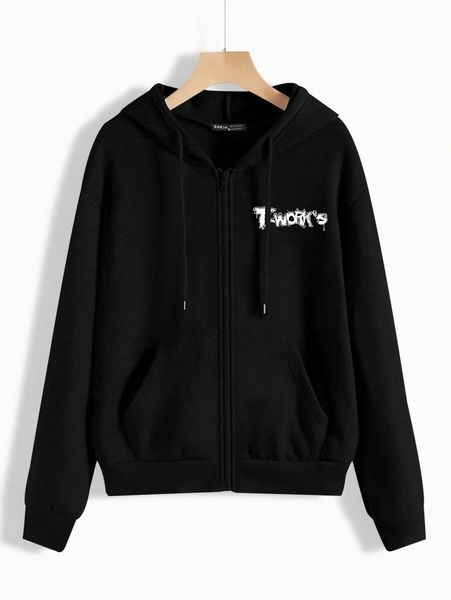 plus letter graphic zip up drop shoulder drawstring thermal hooded jacket h4rk#, Black
plus letter graphic zip up drop shoulder drawstring thermal hooded jacket h4rk#, Black