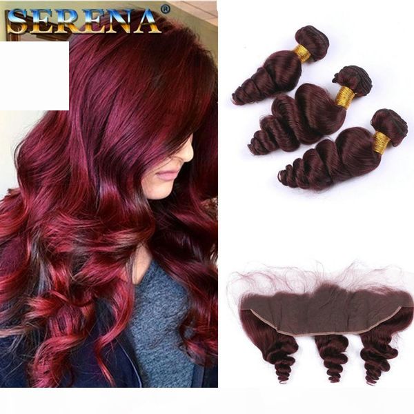 wine red burgundy brazilian hair bundles with 13x4 frontal lace closure #99j loose wave wavy human hair weaves with ear to ear lace frontal, Black;brown
wine red burgundy brazilian hair bundles with 13x4 frontal lace closure #99j loose wave wavy human hair weaves with ear to ear lace frontal, Black;brown