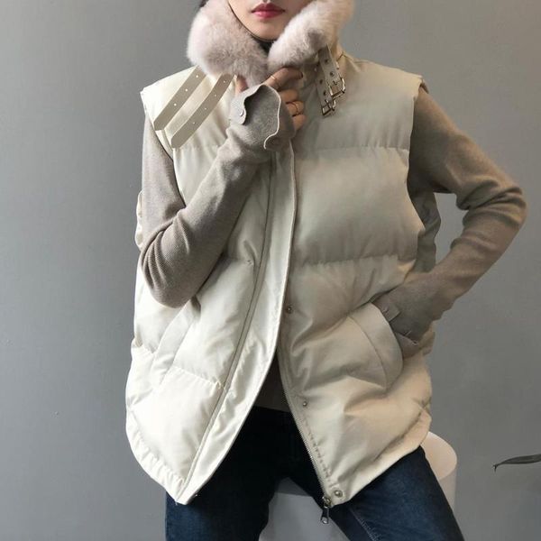 women's vests winter 2021 south korea down cotton vest fur collar loose shoulder back heart lapel coat, Black;white
women's vests winter 2021 south korea down cotton vest fur collar loose shoulder back heart lapel coat, Black;white