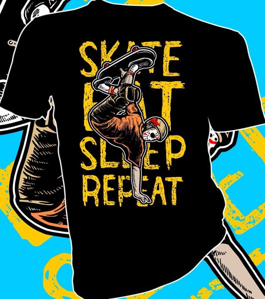 2019 new fashion men tee shirt skate eat sleep repeat skater, boarder & female t-shirt sport hooded sweatshirt hoodie