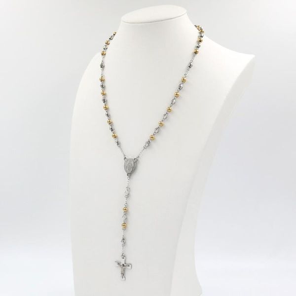 1 fashion mary rosary necklaces bead chain cross jesus pendant catholic church stainless steel women men christian jewelry, Silver
1 fashion mary rosary necklaces bead chain cross jesus pendant catholic church stainless steel women men christian jewelry, Silver