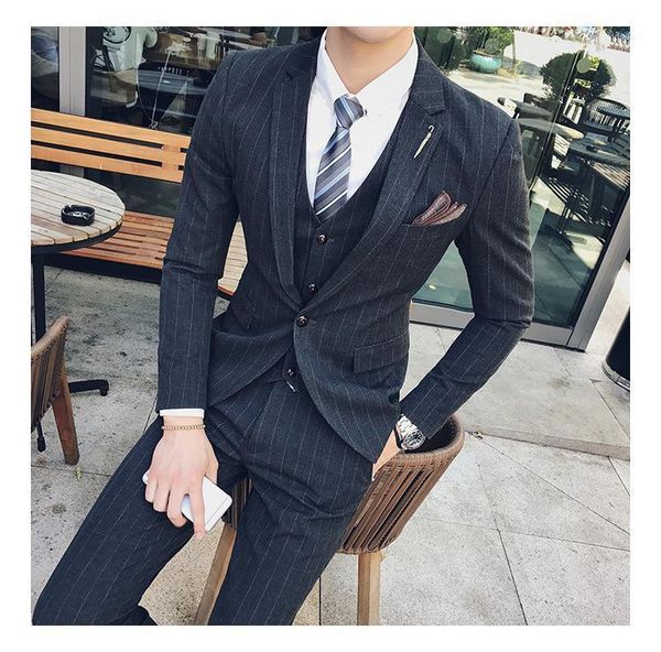 custom made 3 piece striped high-end quality prom groom men's formal suits jacket+vest+pants balzer suits1, White;black
custom made 3 piece striped high-end quality prom groom men's formal suits jacket+vest+pants balzer suits1, White;black