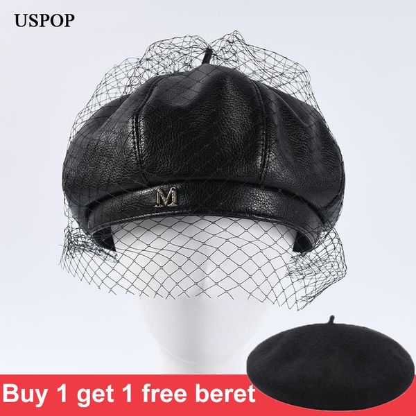 berets uspop fashion women pu leather beret vintage mesh yarn female autumn hat diamond letter hats, Blue;gray
berets uspop fashion women pu leather beret vintage mesh yarn female autumn hat diamond letter hats, Blue;gray