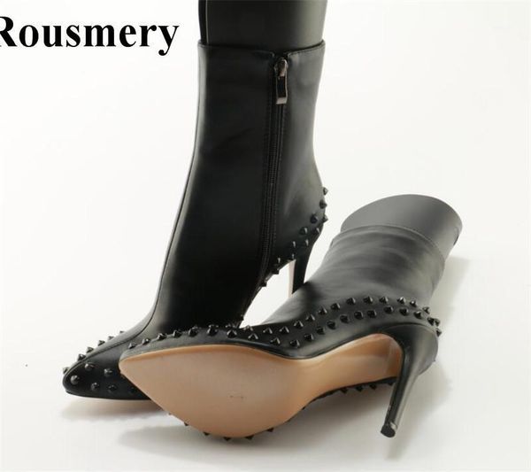 women winter fashion pointed toe black leather spike high heel boots rivet classical design high heel ankle boots1
women winter fashion pointed toe black leather spike high heel boots rivet classical design high heel ankle boots1