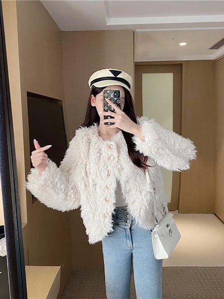 women's fur & faux lanlin young one body coat autumn winter versatile temperament foreign style jacket, Black
women's fur & faux lanlin young one body coat autumn winter versatile temperament foreign style jacket, Black