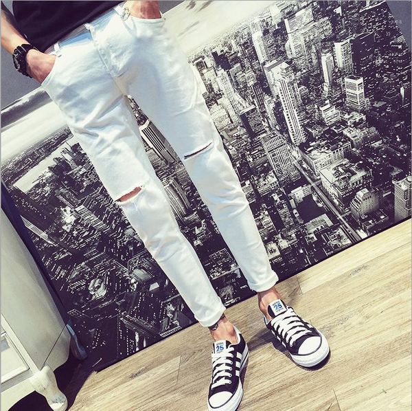 2019 fashion casual knee hole white jeans men slim hip hop denim skinny ankle length pants homme hombre1, Blue
2019 fashion casual knee hole white jeans men slim hip hop denim skinny ankle length pants homme hombre1, Blue