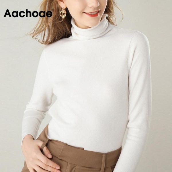 aachoae chic autumn winter women solid turtleneck sweater long sleeve casual pullover jumper elegant basic sweaters sueter mujer, White;black
aachoae chic autumn winter women solid turtleneck sweater long sleeve casual pullover jumper elegant basic sweaters sueter mujer, White;black