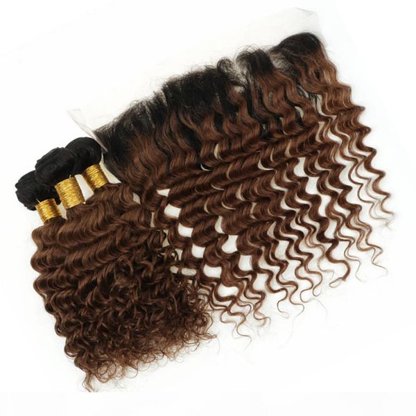 dark roots #1b 30 ombre deep wave peruvian human hair 3bundles with frontal medium auburn ombre weave bundles with full lace frontal 13x4, Black 
dark roots #1b 30 ombre deep wave peruvian human hair 3bundles with frontal medium auburn ombre weave bundles with full lace frontal 13x4, Black