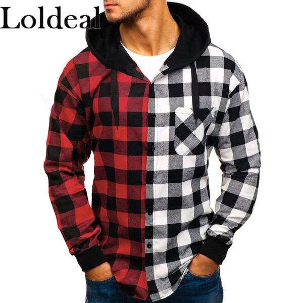 loldeal new men shirt fashion plaid patchwork casual long-sleeved hooded slim, White;black
loldeal new men shirt fashion plaid patchwork casual long-sleeved hooded slim, White;black