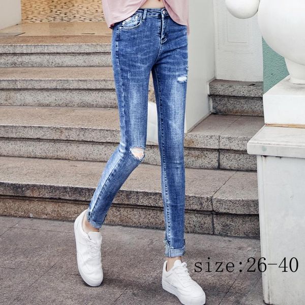 women's jeans spring hole long female pencil pants slim thin korean high waist stretch, Blue
women's jeans spring hole long female pencil pants slim thin korean high waist stretch, Blue