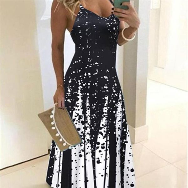casual dresses 2021 vintage long dress summer sling banquet elegant sleeveless polka dot ladies beach wild, Black;gray
casual dresses 2021 vintage long dress summer sling banquet elegant sleeveless polka dot ladies beach wild, Black;gray