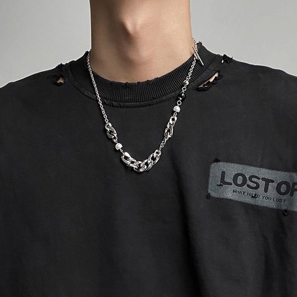 net red matching chain pearl necklace men's fashion hip hop street couple's simple versatile sweater chain, Silver
net red matching chain pearl necklace men's fashion hip hop street couple's simple versatile sweater chain, Silver