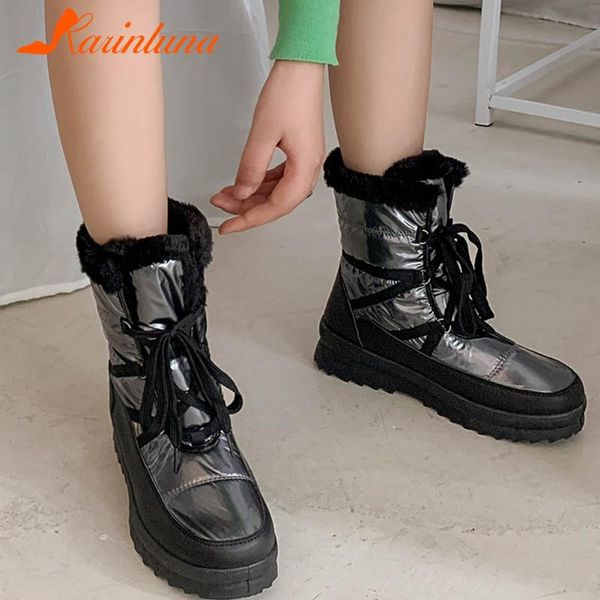 karin fashion woman shoes snow winter down ankle lace-up waterproof flar platform plush warm female boots, Black
karin fashion woman shoes snow winter down ankle lace-up waterproof flar platform plush warm female boots, Black