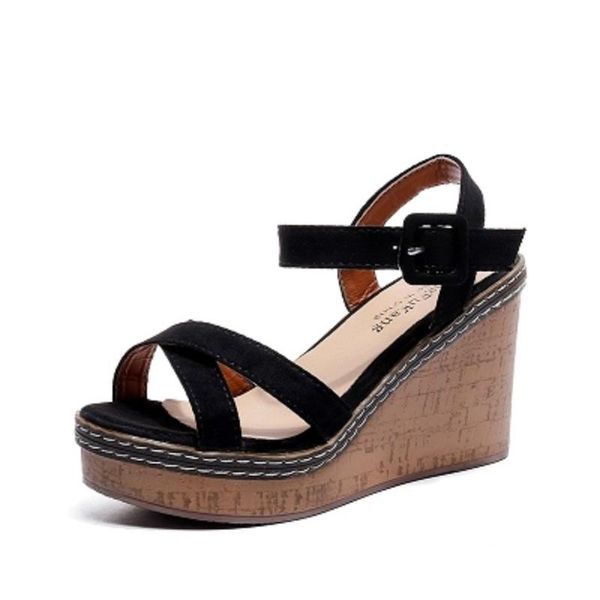 2021 summer new korean fashion women sandals wedge platform thick bottom buckle single shoes, Black
2021 summer new korean fashion women sandals wedge platform thick bottom buckle single shoes, Black