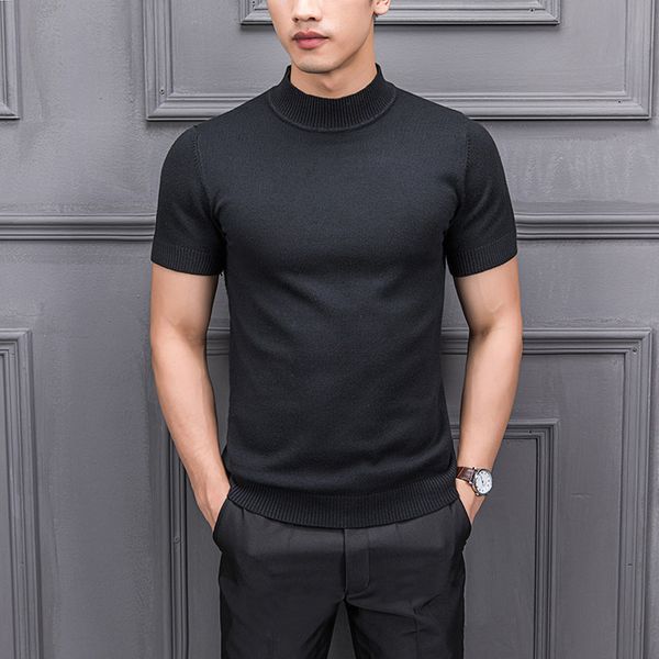 8 colors men solid color half turtleneck short sleeve pullover sweater male fashion casual slim fit knitted weather tees shirts, White;black
8 colors men solid color half turtleneck short sleeve pullover sweater male fashion casual slim fit knitted weather tees shirts, White;black