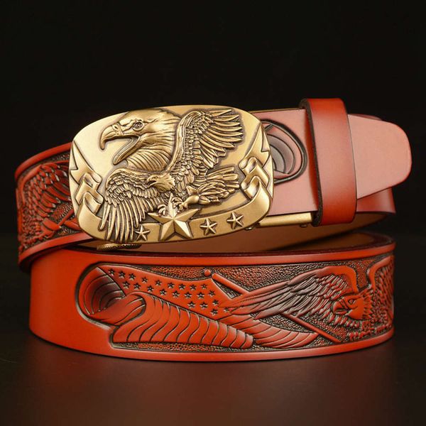 genuine cow leather men's eagle automatic buckle personalized carving process body mid light year casual jeans belt, Black;brown
genuine cow leather men's eagle automatic buckle personalized carving process body mid light year casual jeans belt, Black;brown