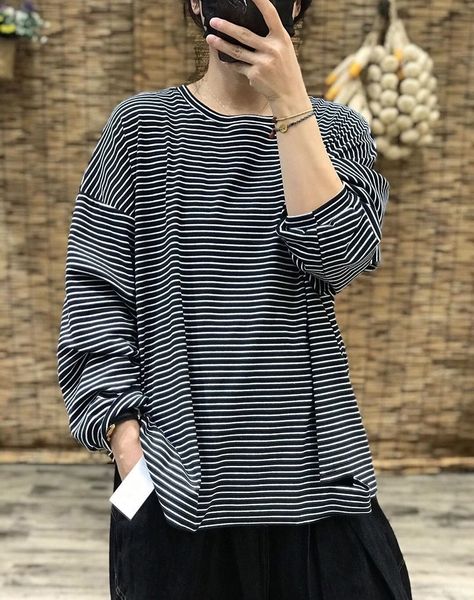 epdxw loose t-shirt 2020 new fall versatile and large striped t-shirt with holes korean personality hzga2, White
epdxw loose t-shirt 2020 new fall versatile and large striped t-shirt with holes korean personality hzga2, White