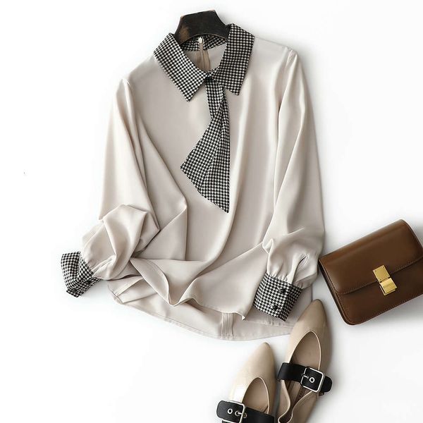 it's amazing to wear it alone. chiffon thousand bird plaid pullover shirt 21 spring new product, White
it's amazing to wear it alone. chiffon thousand bird plaid pullover shirt 21 spring new product, White