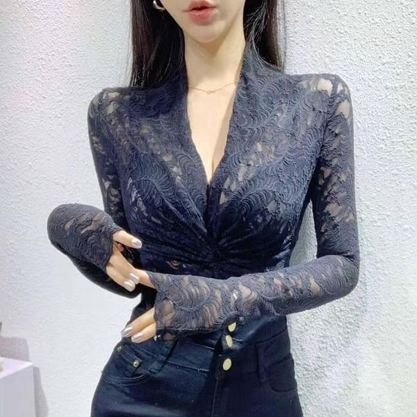 women lace embroidery blouses autumn full sleeve ladies korean hollow out cross deep v neck shirt spring elegant solid 1, White
women lace embroidery blouses autumn full sleeve ladies korean hollow out cross deep v neck shirt spring elegant solid 1, White