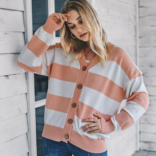 women's knits & tees stripe sweater long sleeve v neck single breasted loose knit cardigan women 2021 autumn winter cozy ladies coats, White
women's knits & tees stripe sweater long sleeve v neck single breasted loose knit cardigan women 2021 autumn winter cozy ladies coats, White