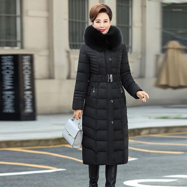 2020 x-long winter jacket women hooded plus size 5xl belt slim coat fur collar thick padded jacket female outerwear long parka1, Black
2020 x-long winter jacket women hooded plus size 5xl belt slim coat fur collar thick padded jacket female outerwear long parka1, Black