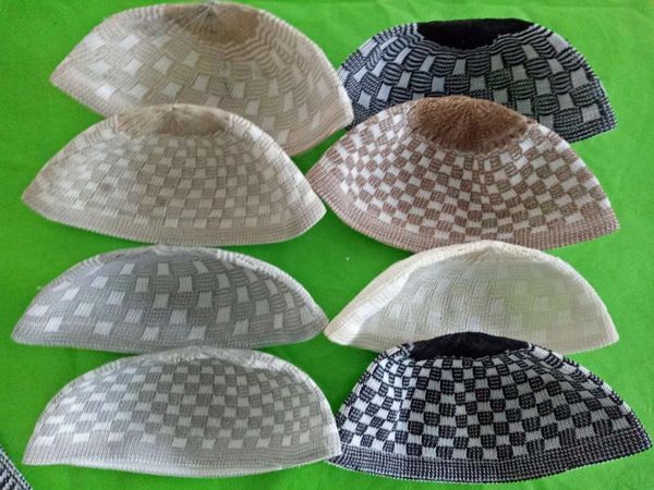 one bag white knitted muslim men caps