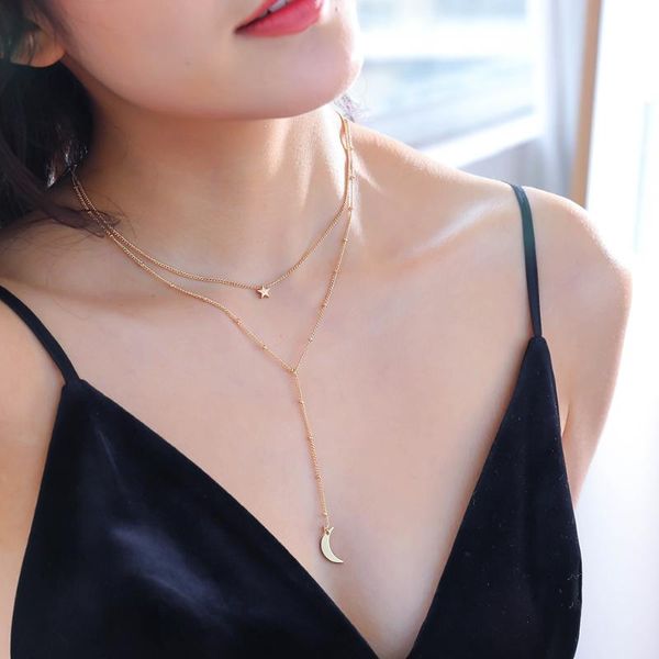 Gold Double Layer Moon Star Chain Necklaces Pentants for Women Long Choker Necklace 2021 Trend New Fashion Jewelry Accessories, Silver
Gold Double Layer Moon Star Chain Necklaces Pentants for Women Long Choker Necklace 2021 Trend New Fashion Jewelry Accessories, Silver