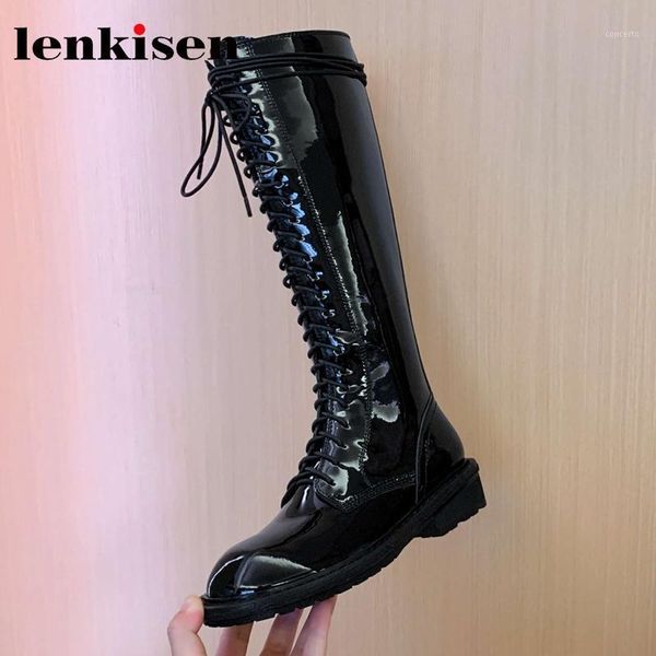 lenkisen big size cow leather round toe med heel cross-tied motorcycle boots handsome young lady streetwear knee-high boots l131, Black
lenkisen big size cow leather round toe med heel cross-tied motorcycle boots handsome young lady streetwear knee-high boots l131, Black