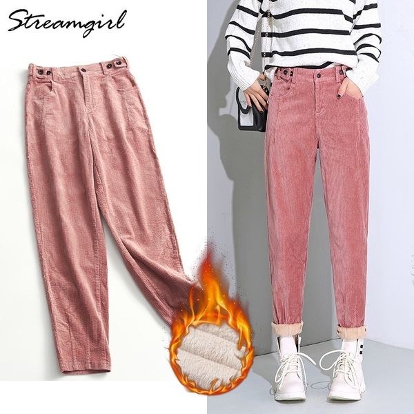 autumn winter corduroy pants women high waist corduroy trousers for women black warm harem winter velvet pants pink trousers 201118, Black;white
autumn winter corduroy pants women high waist corduroy trousers for women black warm harem winter velvet pants pink trousers 201118, Black;white