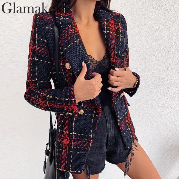 women's suits & blazers glamaker red tweed office wear blazer women buttons winter autumn double-breasted warm plaid fashion female sui, White;black
women's suits & blazers glamaker red tweed office wear blazer women buttons winter autumn double-breasted warm plaid fashion female sui, White;black
