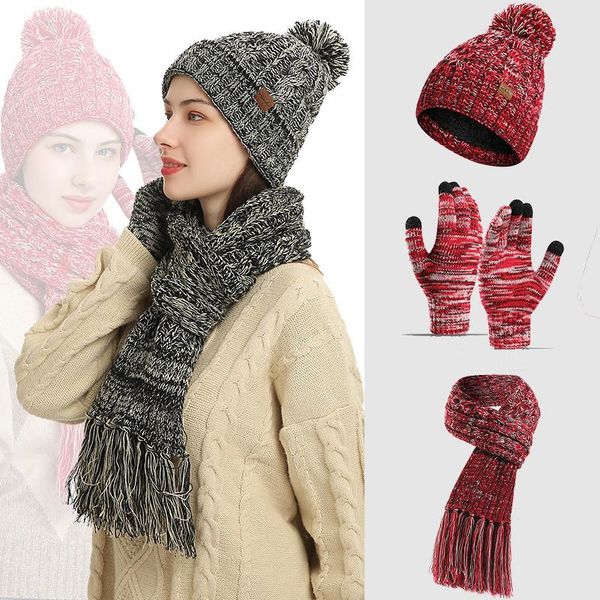 hats, scarves & gloves sets women's knitted three-piece tassel scarf&hat touch screen 2021 winter fashion thick scarf female, Blue;gray
hats, scarves & gloves sets women's knitted three-piece tassel scarf&hat touch screen 2021 winter fashion thick scarf female, Blue;gray