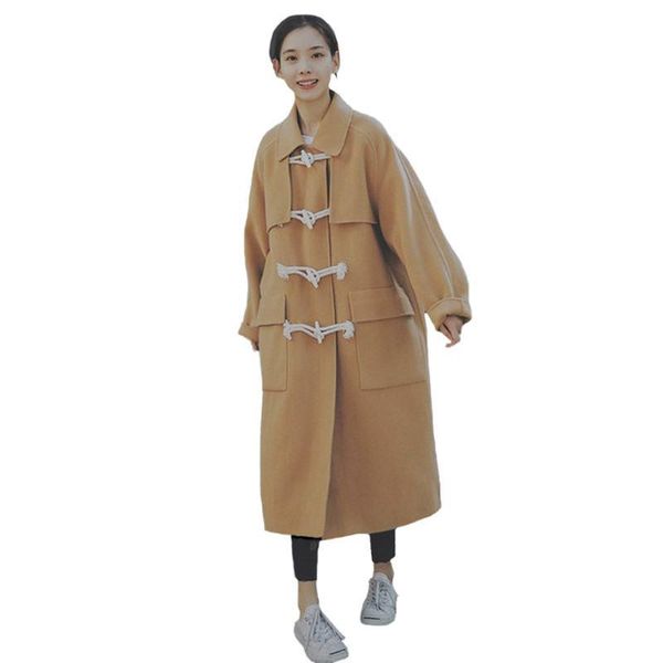 women's wool & blends 2021 autumn winter women loose casual coats female vintage solid woolen overcoat ladies thick warm blend outwear, Black
women's wool & blends 2021 autumn winter women loose casual coats female vintage solid woolen overcoat ladies thick warm blend outwear, Black