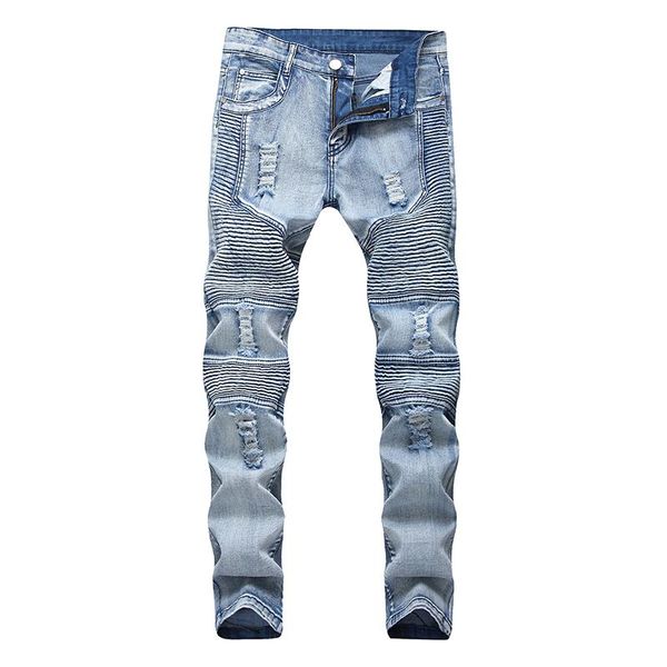 men jeans long denim fashion cotton design brand ripped design folding lapel jeans stretch slim fit large size, Blue
men jeans long denim fashion cotton design brand ripped design folding lapel jeans stretch slim fit large size, Blue