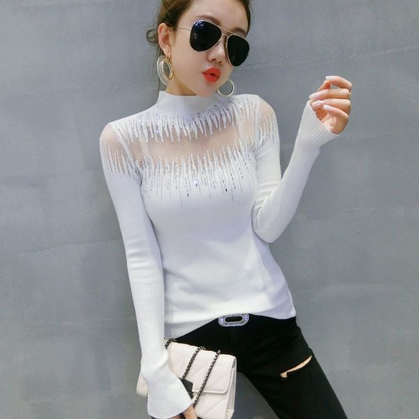 diamond hollowed out woolen wool wool sweater women's new fall 2020 slim fit and versatile half high collar bottoming shirt with long s, White;black
diamond hollowed out woolen wool wool sweater women's new fall 2020 slim fit and versatile half high collar bottoming shirt with long s, White;black
