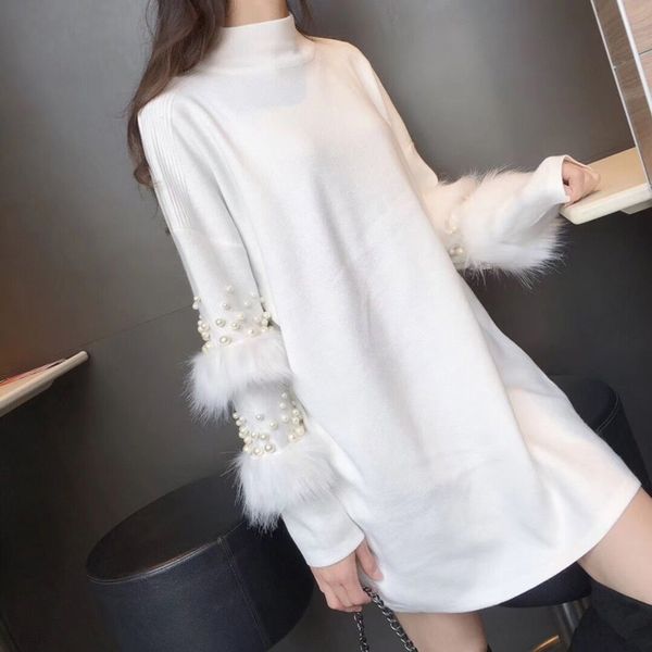 5ezra medium winter dress sleeve half high neck pullover sweater women's fall pullover 2020 pearl loose dress rabbit hair long dresslen, White;black
5ezra medium winter dress sleeve half high neck pullover sweater women's fall pullover 2020 pearl loose dress rabbit hair long dresslen, White;black