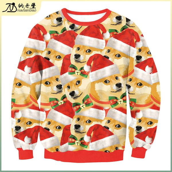 new 2020 christmas dog digital printed round neck sweater swyl017, Black
new 2020 christmas dog digital printed round neck sweater swyl017, Black