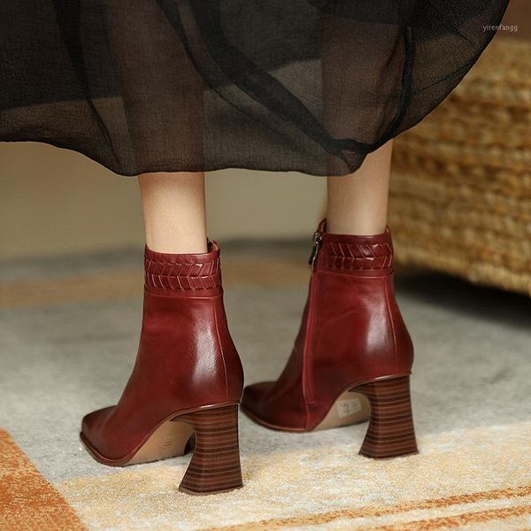 retro square toe women's boots high heel ankle boots genuine leather zipper shoes strange heel short boats mujer autumn winter1, Black
retro square toe women's boots high heel ankle boots genuine leather zipper shoes strange heel short boats mujer autumn winter1, Black