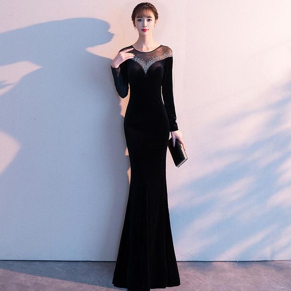 black vintage slim mermaid evening party dress xs-xxxl female elegant exquisite diamonds banquet gown temperament long dresses, Black;gray
black vintage slim mermaid evening party dress xs-xxxl female elegant exquisite diamonds banquet gown temperament long dresses, Black;gray