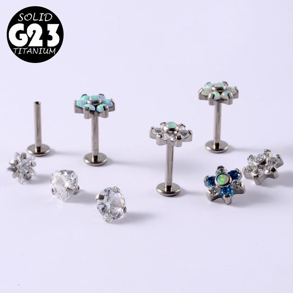 1pc g23 titanium opal flower gem labret lip bar ring zircon ear cartilage tragus helix lobe piercing screw fit q bbydfz, Silver
1pc g23 titanium opal flower gem labret lip bar ring zircon ear cartilage tragus helix lobe piercing screw fit q bbydfz, Silver