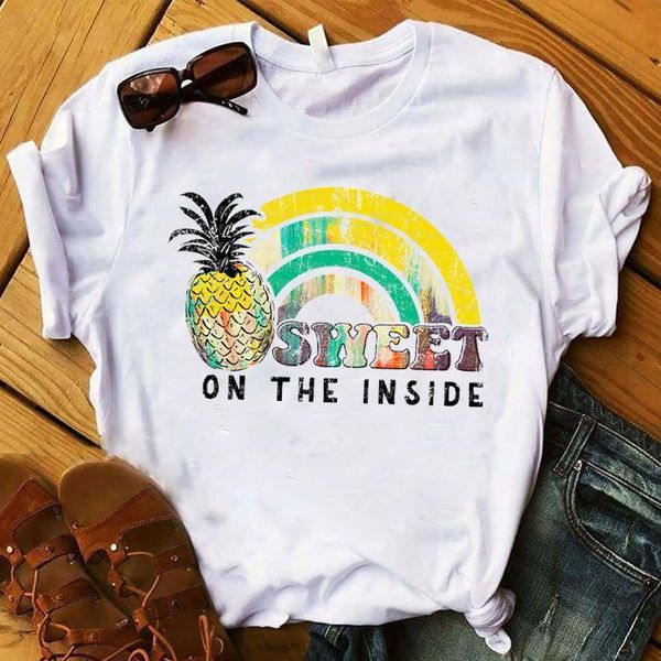women lady t shirt pinapple rainbow printed tshirt ladies short sleeve loose tee shirt women female clothes graphic t-shirt, White
women lady t shirt pinapple rainbow printed tshirt ladies short sleeve loose tee shirt women female clothes graphic t-shirt, White