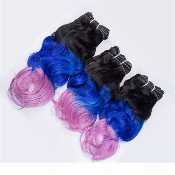 peruvian virgin ombre body wave 3 hair bundles 100g pc three tone 1b blue pink hair bundles for sale, Black;brown 
peruvian virgin ombre body wave 3 hair bundles 100g pc three tone 1b blue pink hair bundles for sale, Black;brown