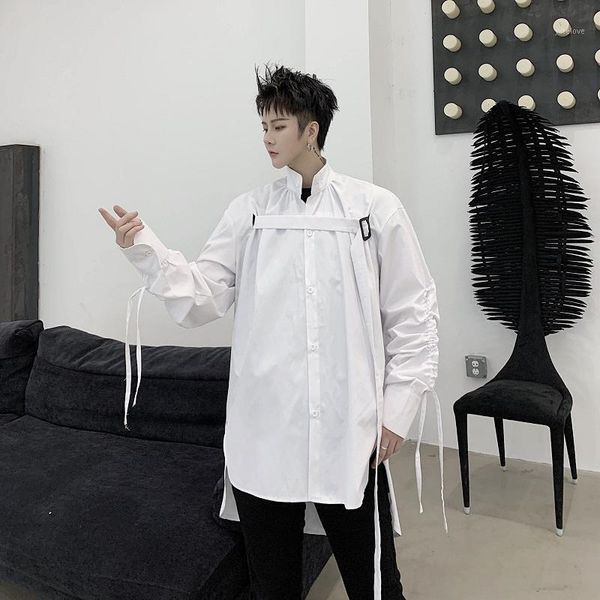 men's and women's wear pelated long sleeve design ribbon stand collar loose black white shirt niche 2020 new 9y1391, White;black
men's and women's wear pelated long sleeve design ribbon stand collar loose black white shirt niche 2020 new 9y1391, White;black
