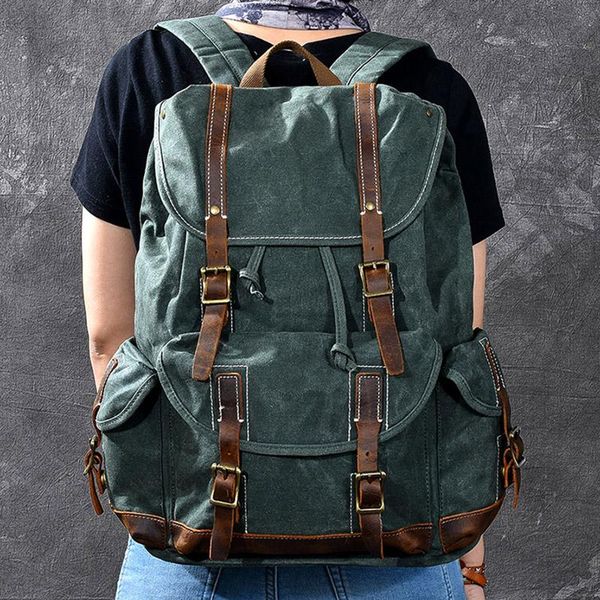 multifunction men backpack women vintage canvas rucksack leather school bag neutral portable wearproof big travel
multifunction men backpack women vintage canvas rucksack leather school bag neutral portable wearproof big travel