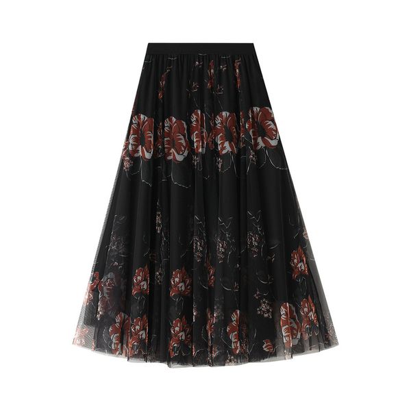 new 2021 women summer boho a-line mesh high waist three layer flower print long skirt elegant jupe saia l8s7, Black
new 2021 women summer boho a-line mesh high waist three layer flower print long skirt elegant jupe saia l8s7, Black