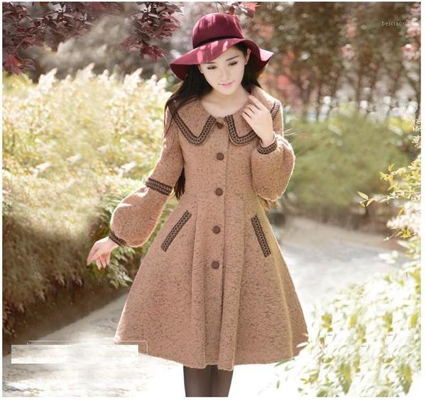 2019 woman wool coat autumn winter fashion vintage slim outwear single breasted long lantern sleeve female overcoat1, Black
2019 woman wool coat autumn winter fashion vintage slim outwear single breasted long lantern sleeve female overcoat1, Black